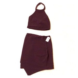 Mahogany crop top and high waisted skirt